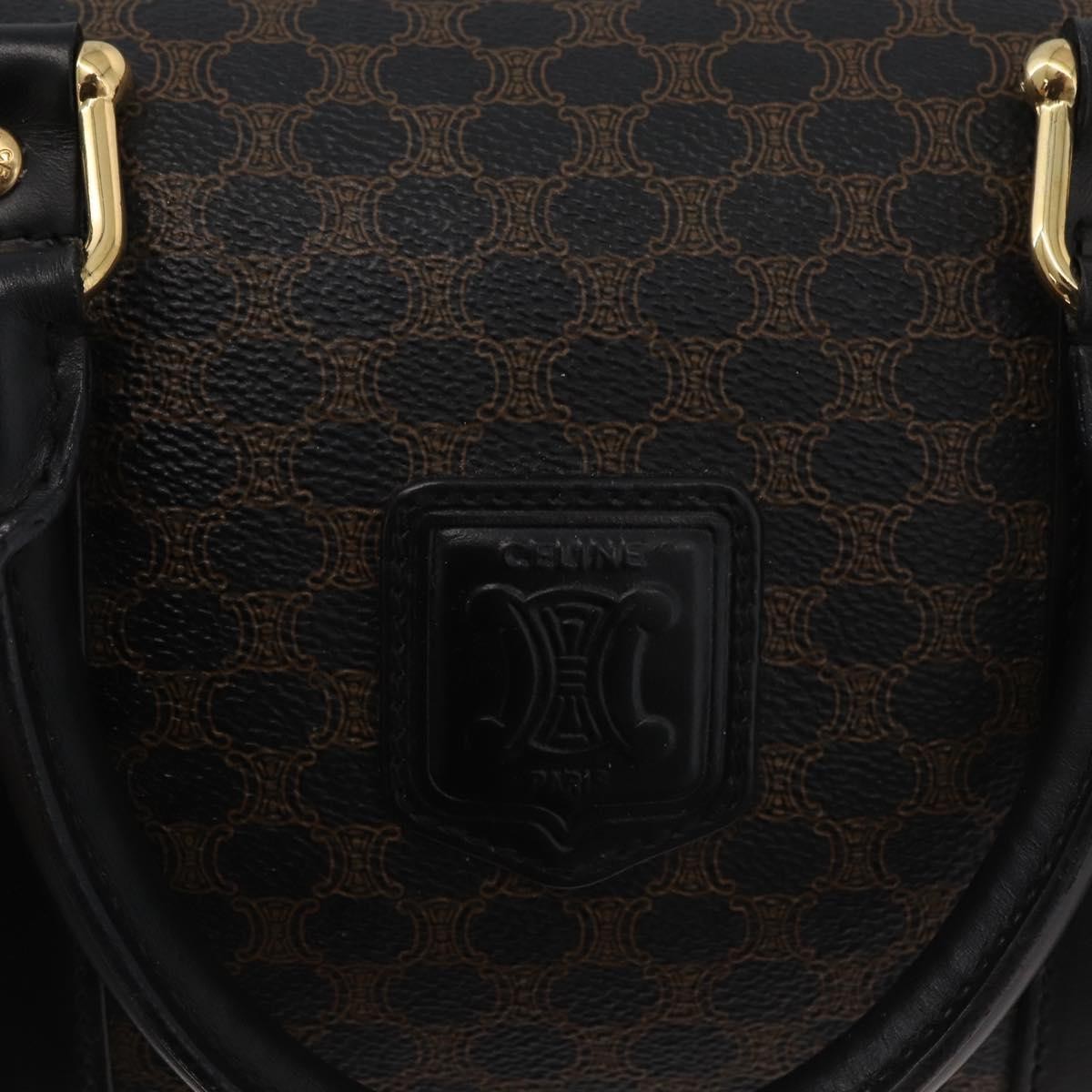 Celine Vintage Duffle Bag Macadam Coated Canvas, Black, Canvas, Handbag