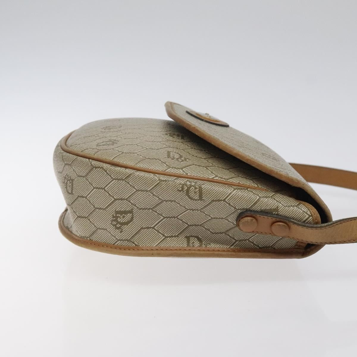 Christian Dior Vintage Honeycomb Flap Crossbody Bag Coated Canvas, BEIGE, CANVAS, Crossbody bag