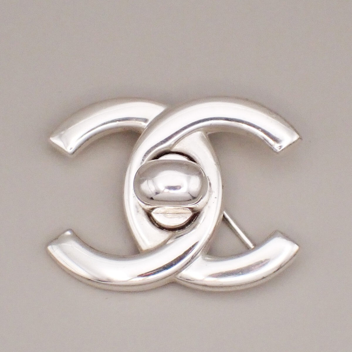Chanel Vintage CC Turnlock Brooch Metal, SILVER, SILVER_PLATED, Brooch