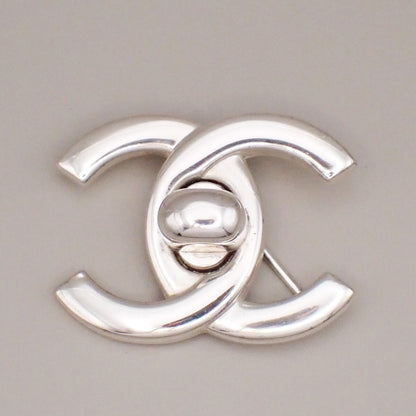 Chanel Vintage CC Turnlock Brooch Metal, SILVER, SILVER_PLATED, Brooch