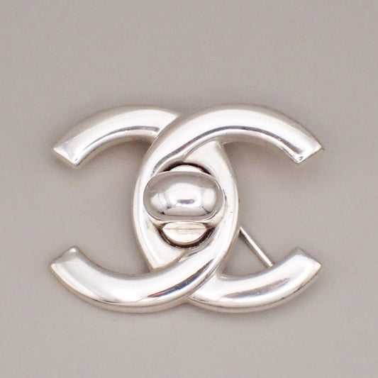 Chanel Vintage CC Turnlock Brooch Metal, SILVER, SILVER_PLATED, Brooch