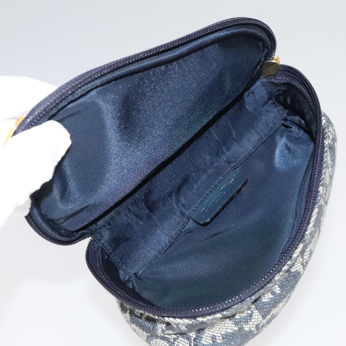 Christian Dior Vintage Saddle Coin Purse Diorissimo Canvas, NAVY, CANVAS, Wallets