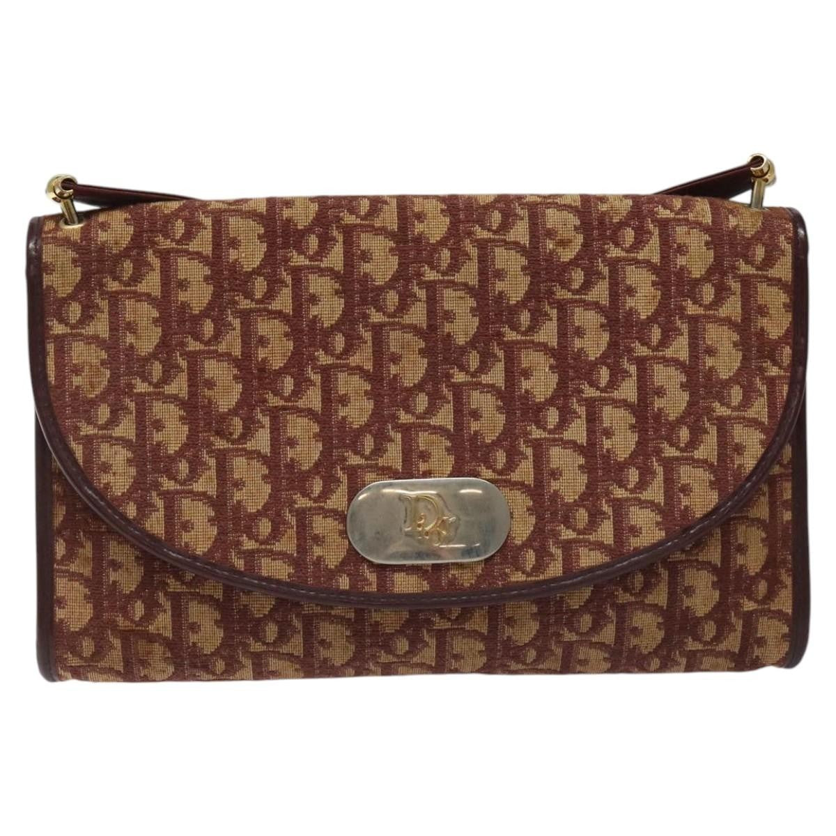 Christian Dior Vintage Trotter Flap Shoulder Bag Canvas, RED, CANVAS, Shoulder bag