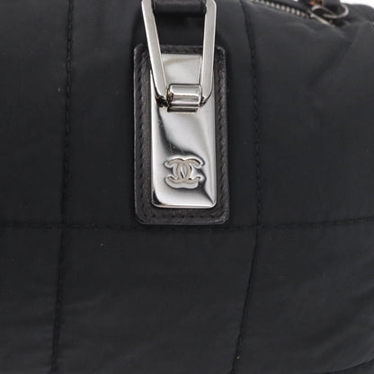 Chanel Square Stitch Boston Bag Quilted Nylon, Black, Nylon, Travel Bag