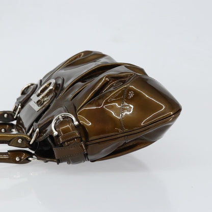 Salvatore Ferragamo Gancini handbag Patent leather, BROWN, PATENT_LEATHER, Handbag
