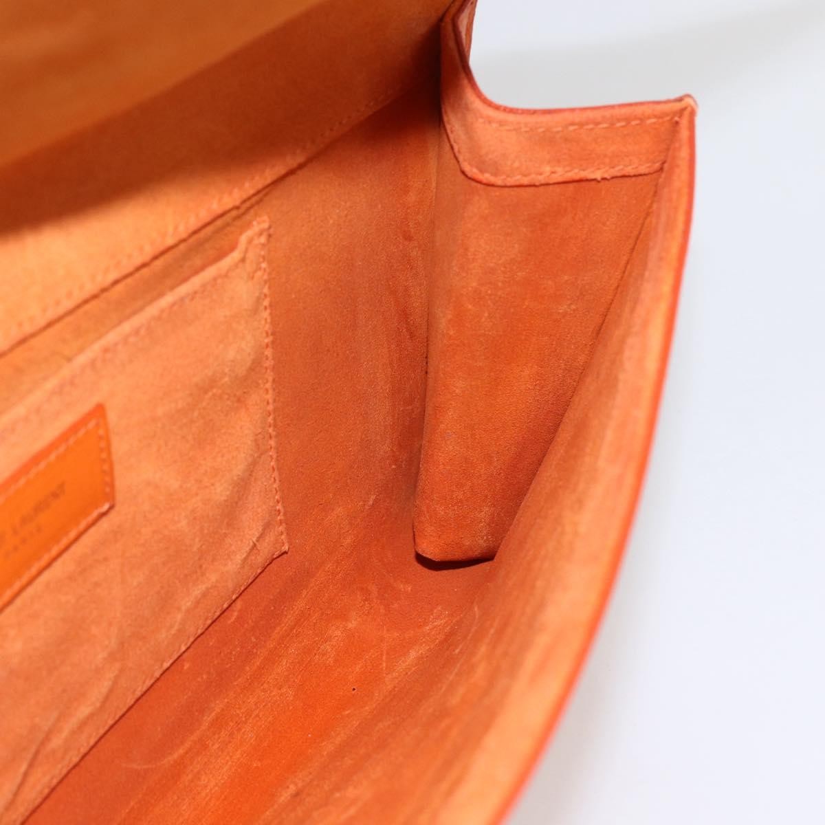 Saint Laurent Chyc Clutch Leather, ORANGE, LEATHER, Clutche & pouche