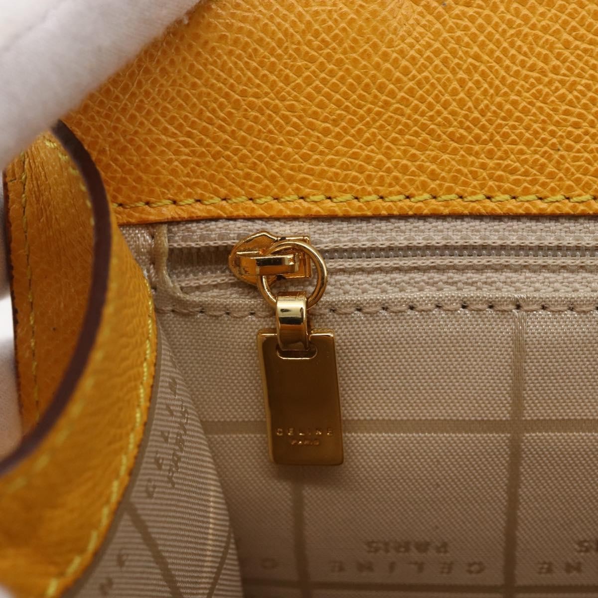 Celine Vintage Shoulder Bag Leather, YELLOW, LEATHER, Shoulder bag
