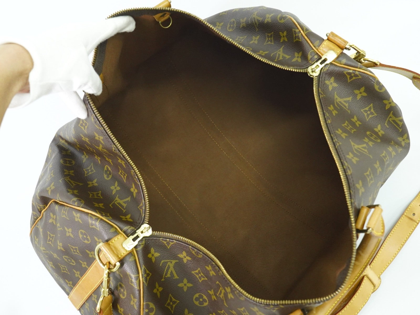 Louis Vuitton Keepall Bandouliere Bag Monogram Canvas, BROWN, CANVAS, Travel bag