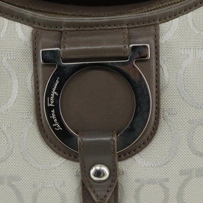 Salvatore Ferragamo Gancini Shoulder Bag Canvas, GRAY, CANVAS, Shoulder bag