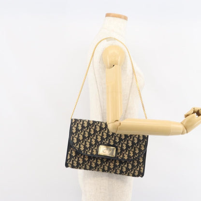Christian Dior Vintage CD Chain Flap Shoulder Bag Diorissimo Canvas, NAVY, CANVAS, Shoulder bag