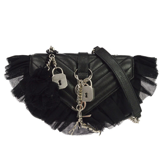 Saint Laurent Chain Shoulder Bag Leather, Black, Leather, Crossbody Bag