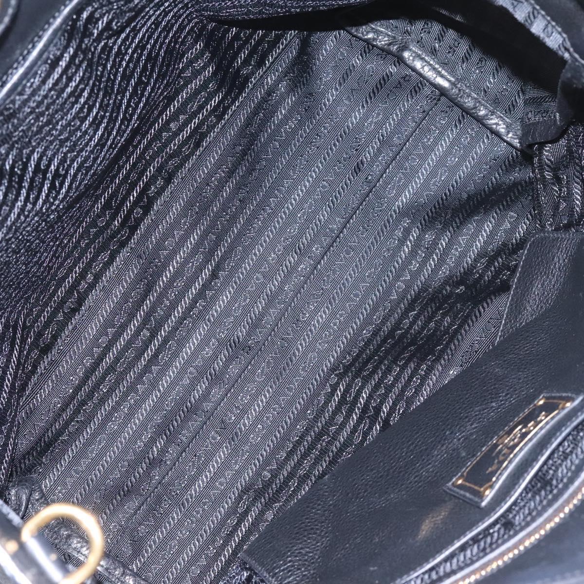 Prada Shopping Tote Vitello Daino, BLACK, LEATHER, Tote bag