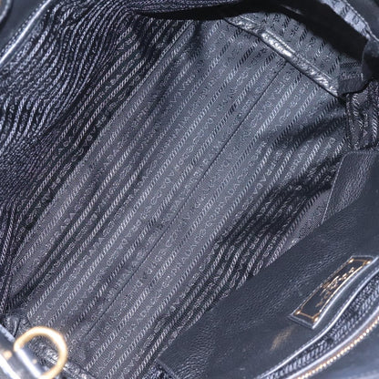 Prada Shopping Tote Vitello Daino, BLACK, LEATHER, Tote bag