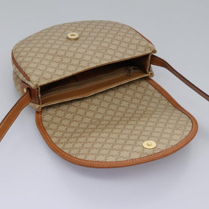 Celine Vintage Macadam Shoulder Bag Canvas and Leather, BEIGE, CANVAS, Shoulder bag
