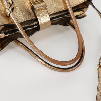 Miu Miu Madras Convertible Compartment Tote Leather, GOLD, LEATHER, Tote bag