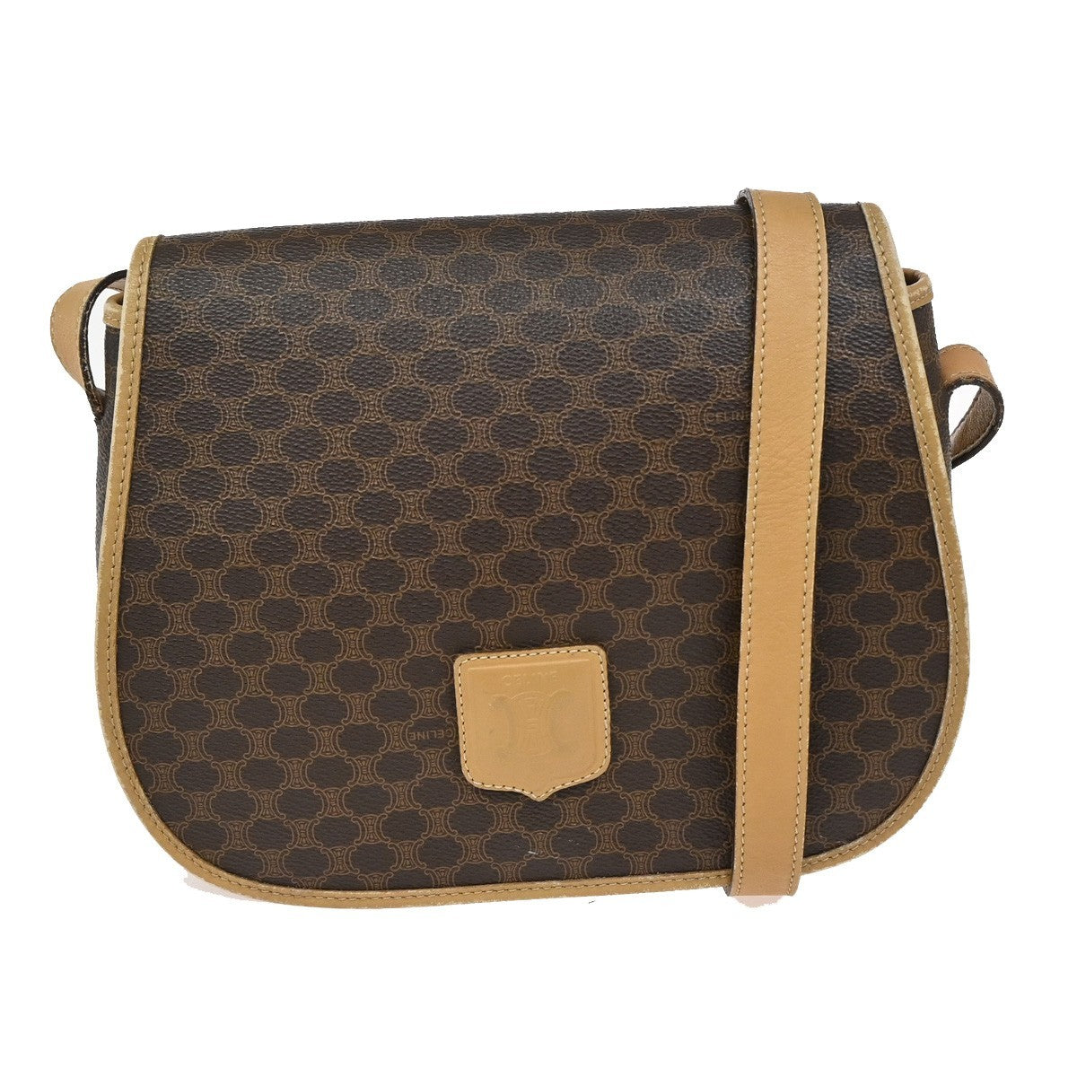 Celine Macadam Shoulder Bag PVC Leather, BROWN, PVC, Shoulder bag