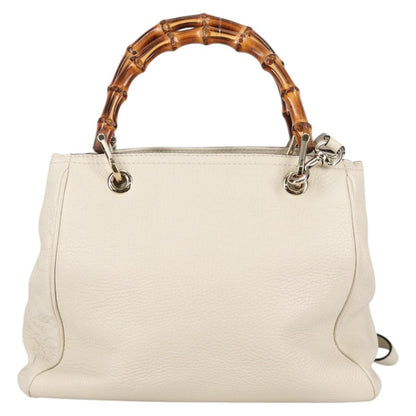 Gucci Bamboo shopper bag Leather, WHITE, LEATHER, Handbag