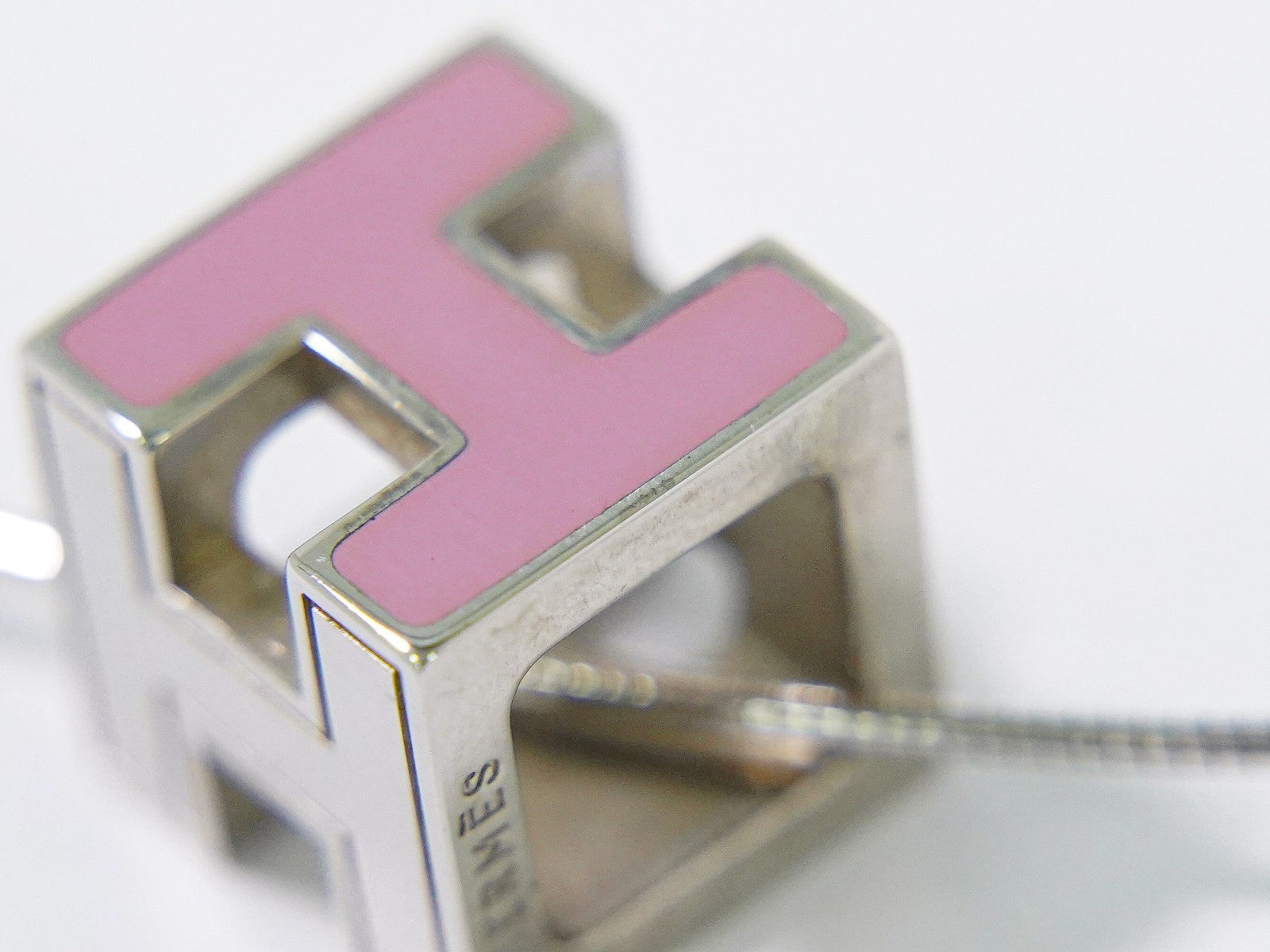 Hermes Cage d'H Pendant Necklace Metal, SILVER, METAL, Necklace