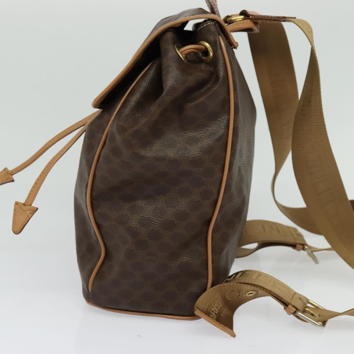 Celine Vintage Macadam Backpack Canvas and Leather, Brown, Canvas, Backpack