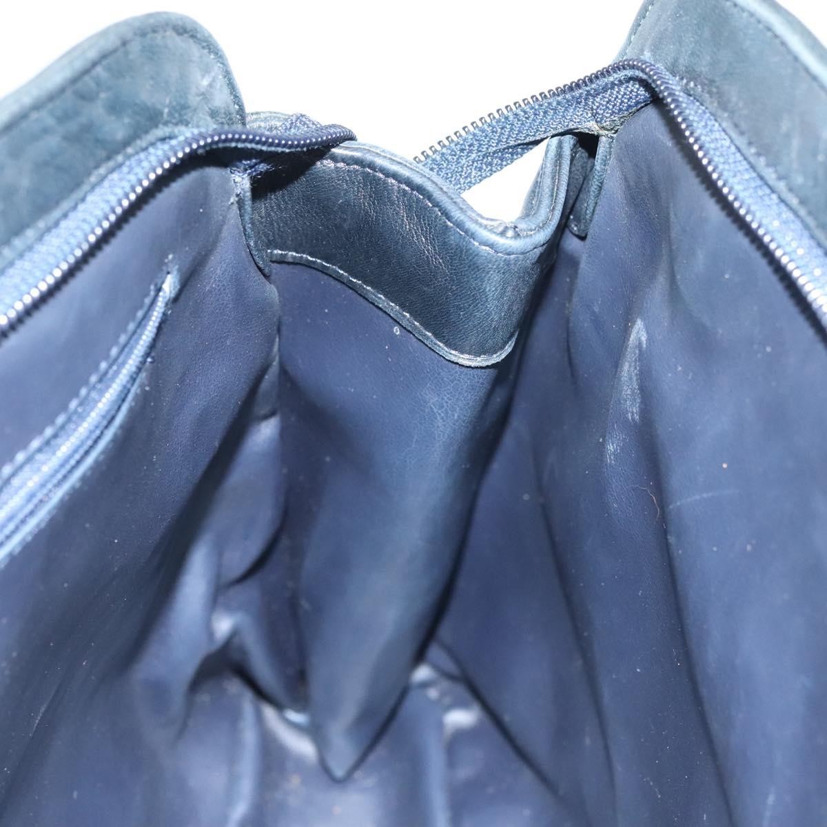 Bally Vintage Chain Shoulder Bag Quilted Leather, NAVY, LEATHER, Shoulder bag