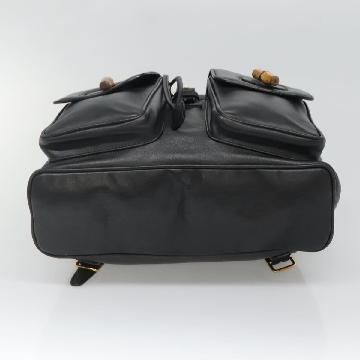 Gucci Vintage Bamboo Backpack Leather, BLACK, LEATHER, Backpack