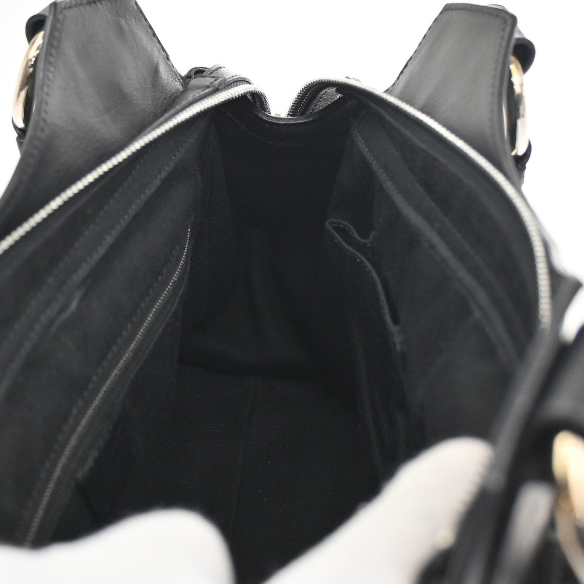 Celine C Macadam Handbag Suede, Black, Suede, Shoulder Bag
