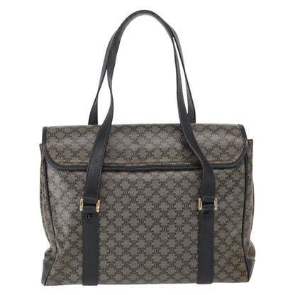 Celine Vintage Macadam Shoulder Bag Canvas and Leather, BLACK, CANVAS, Shoulder bag