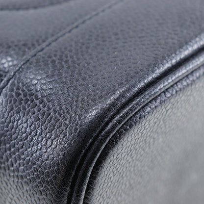 Chanel Vintage Timeless Cosmetic Case Caviar, BLACK, LEATHER, Toiletry Case