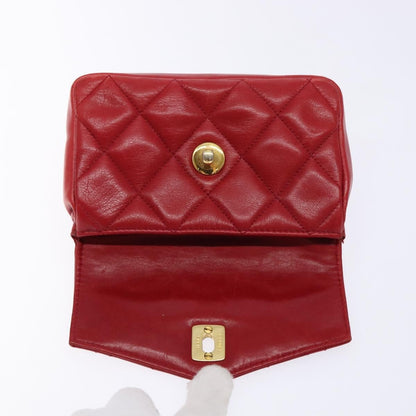 Chanel Vintage CC Flap Waist Bag Quilted Leather, RED, LEATHER, Clutche & pouche
