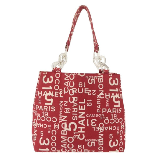 Chanel 31 Rue Cambon Beach Zip Tote Printed Canvas, RED, CANVAS, Tote bag
