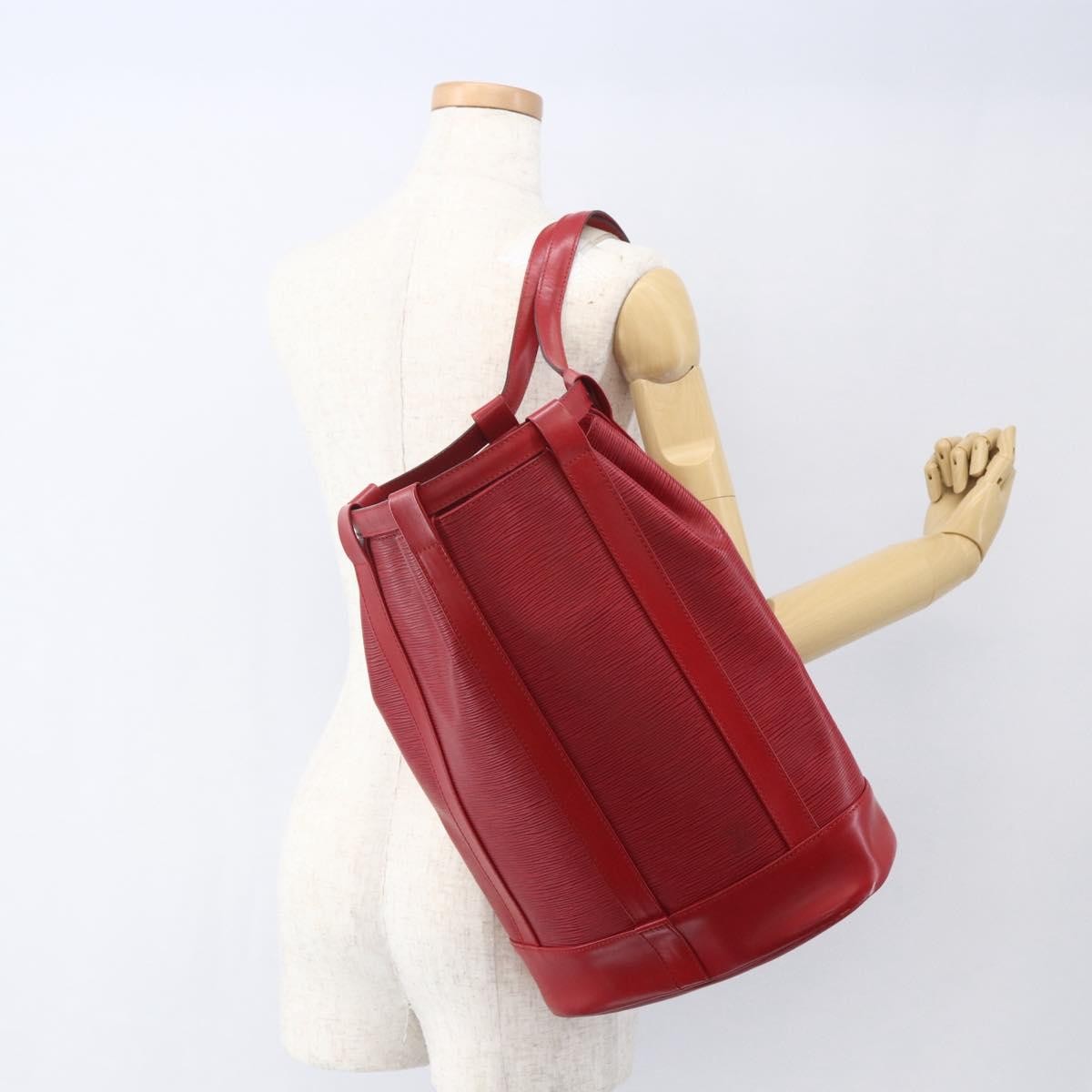Louis Vuitton Randonnee Backpack Epi Leather, RED, LEATHER, Shoulder bag
