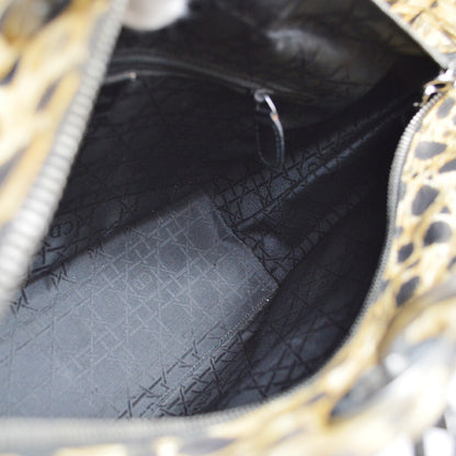 Christian Dior Vintage Lady Dior Bag Printed Cannage Quilt Canvas, YELLOW, CANVAS, Handbag