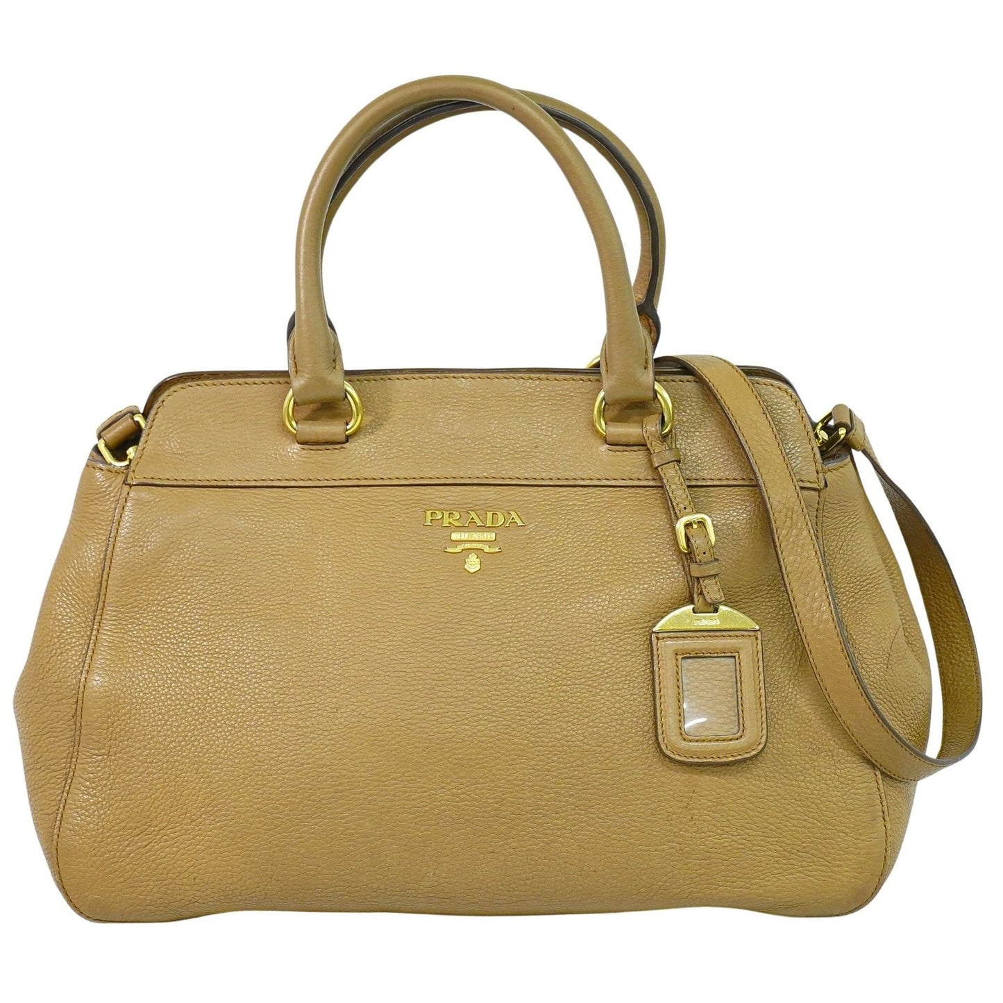 Prada Vintage Handbag Leather, BEIGE, LEATHER, Handbag