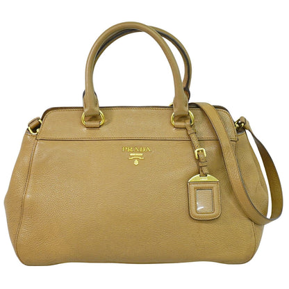 Prada Vintage Handbag Leather, BEIGE, LEATHER, Handbag