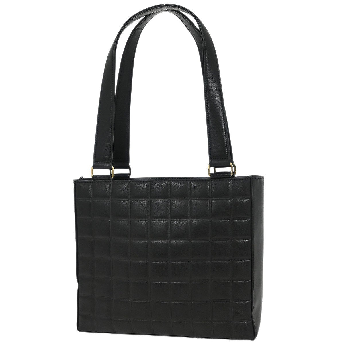 Chanel Chocolate Bar CC Tote Quilted Leather, BLACK, LEATHER, Tote bag