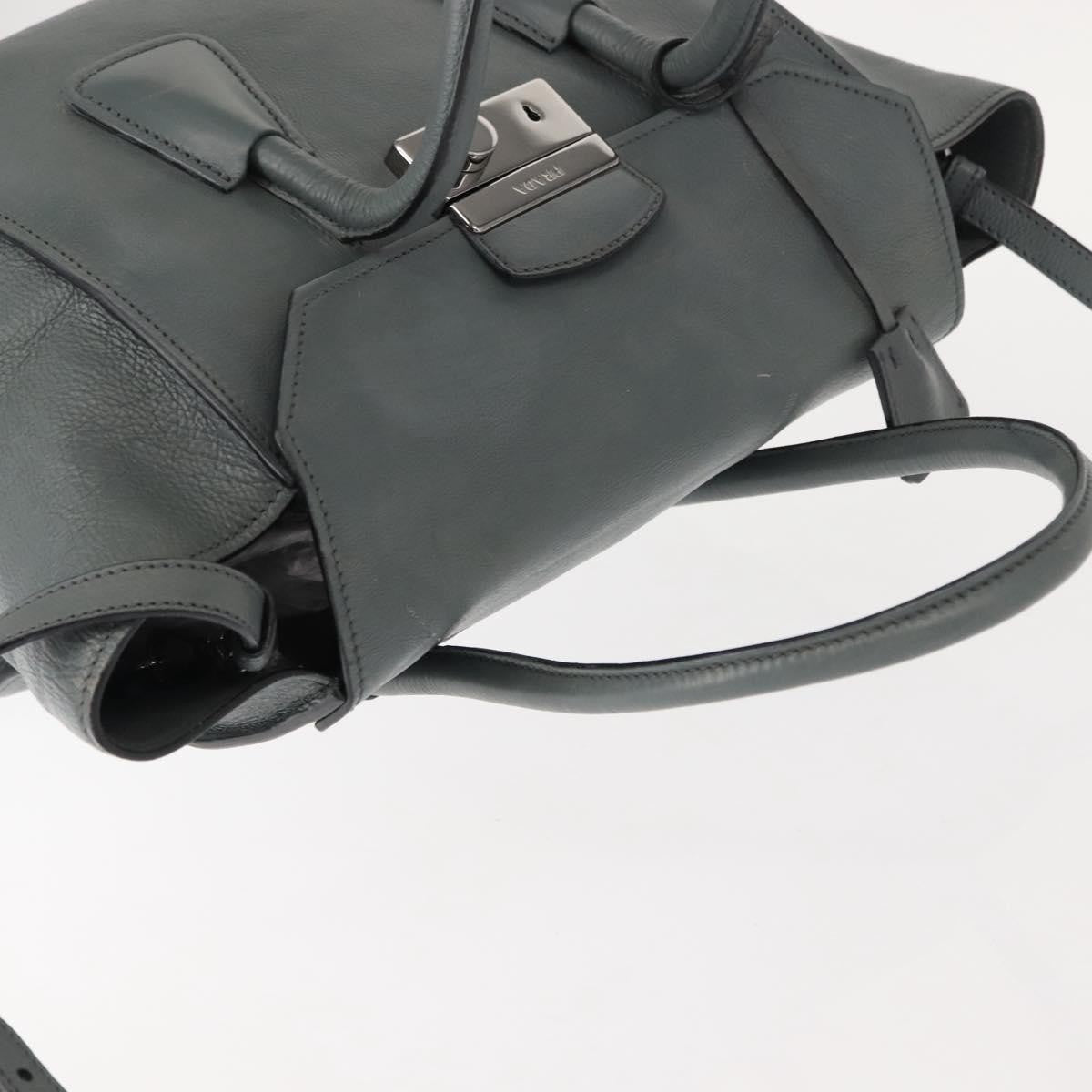 Prada Twin Pocket Lock Flap Tote Glace Calf, GRAY, LEATHER, Tote bag