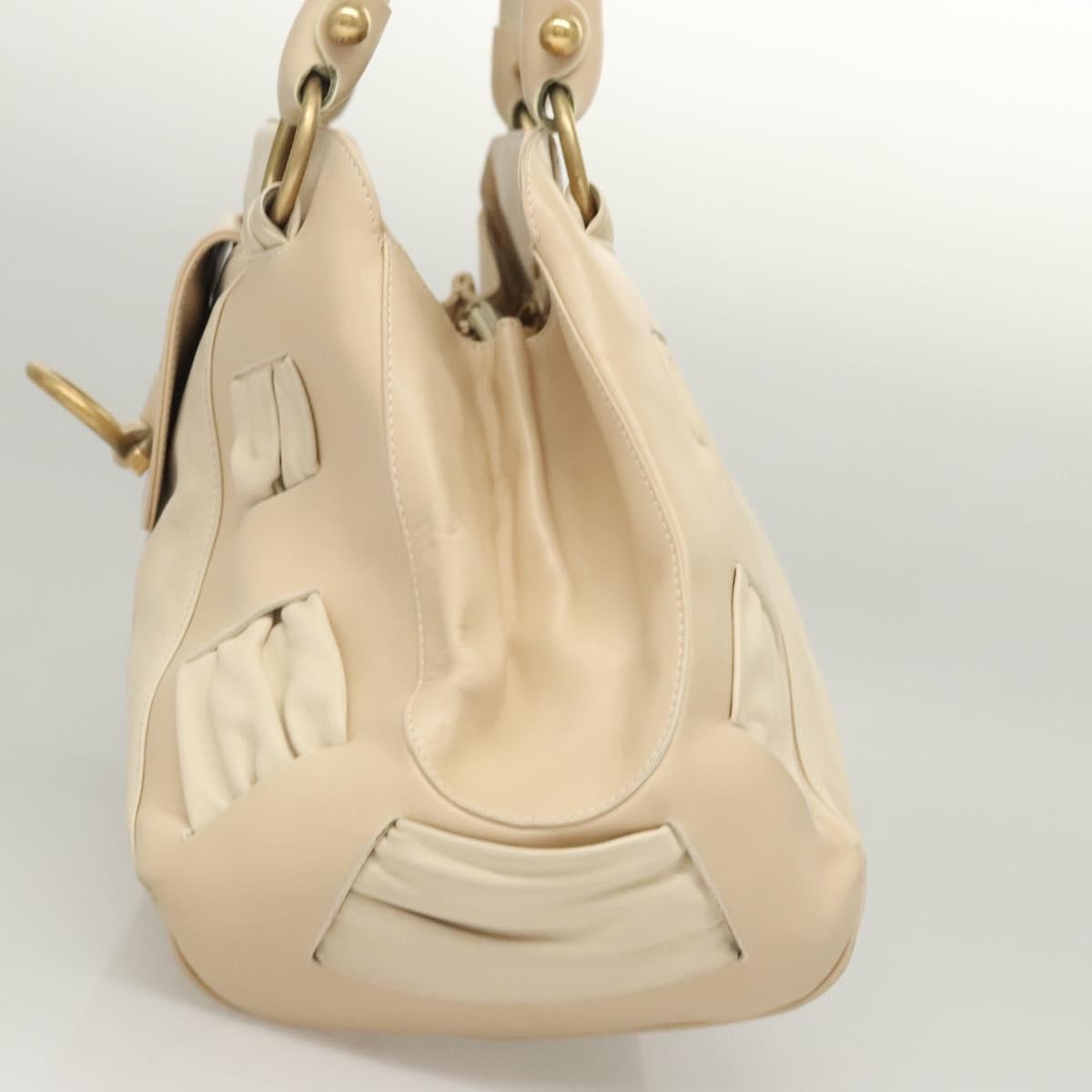 Salvatore Ferragamo Gancini Shoulder Bag Leather, WHITE, LEATHER, Handbag