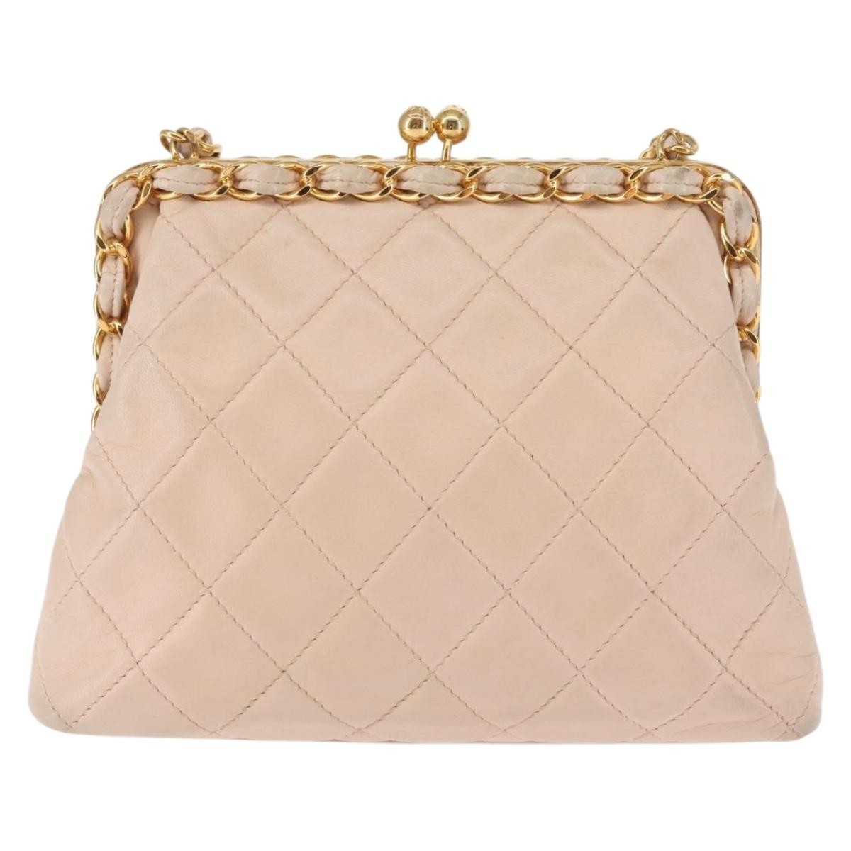 Chanel Kiss lock shoulder bag Leather, PINK, LEATHER, Shoulder bag