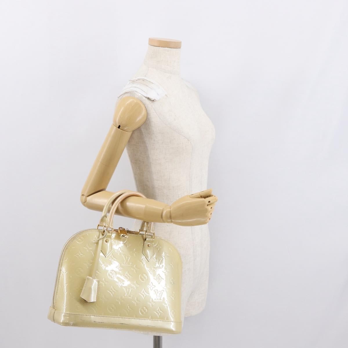 Louis Vuitton Alma Handbag Monogram Vernis, BEIGE, PATENT_LEATHER, Handbag