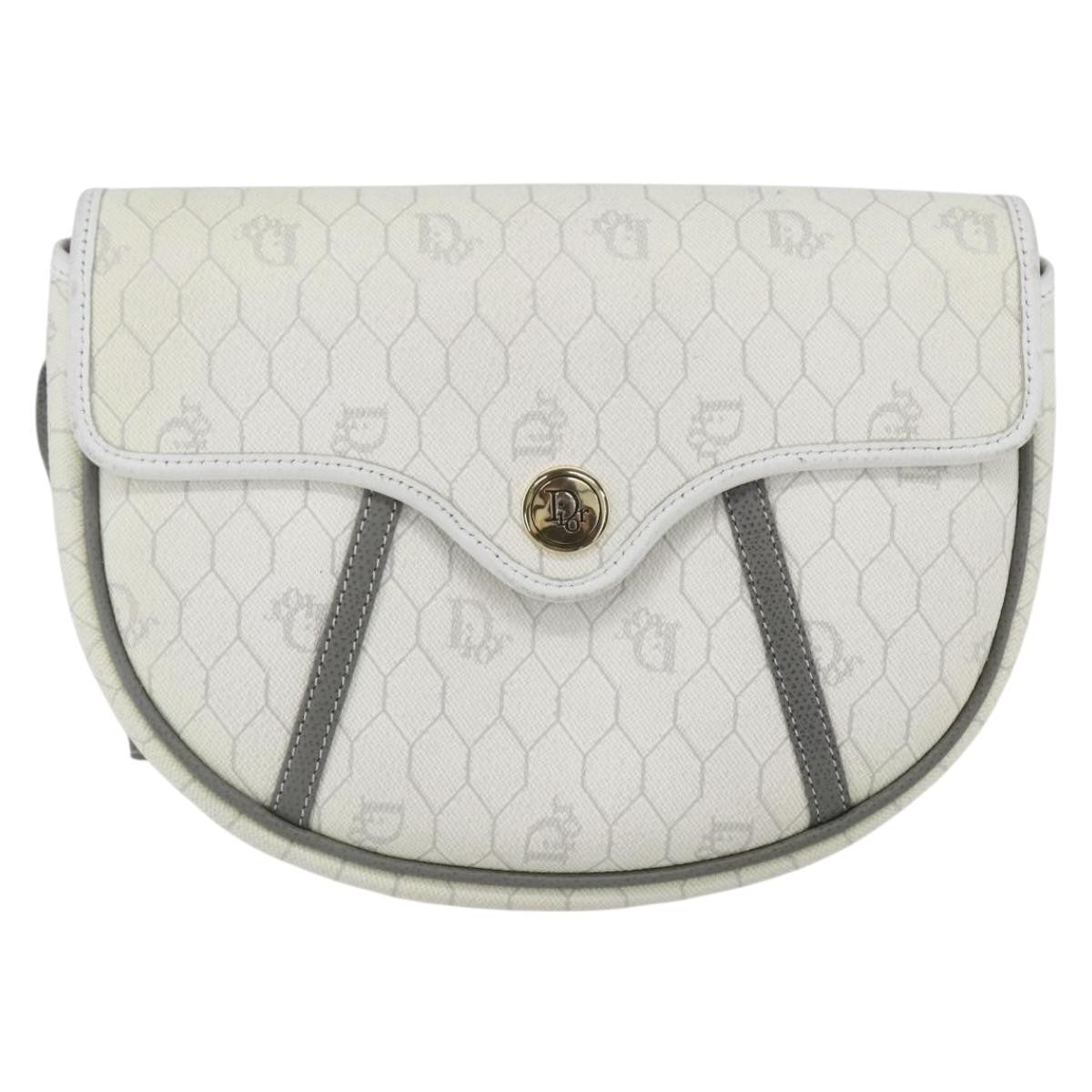 Christian Dior Vintage Honeycomb Flap Crossbody Bag Coated Canvas, WHITE, CANVAS, Shoulder bag