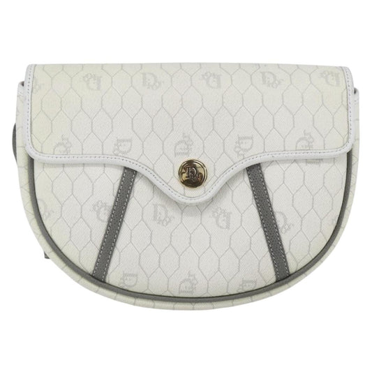 Christian Dior Vintage Honeycomb Flap Crossbody Bag Coated Canvas, WHITE, CANVAS, Shoulder bag