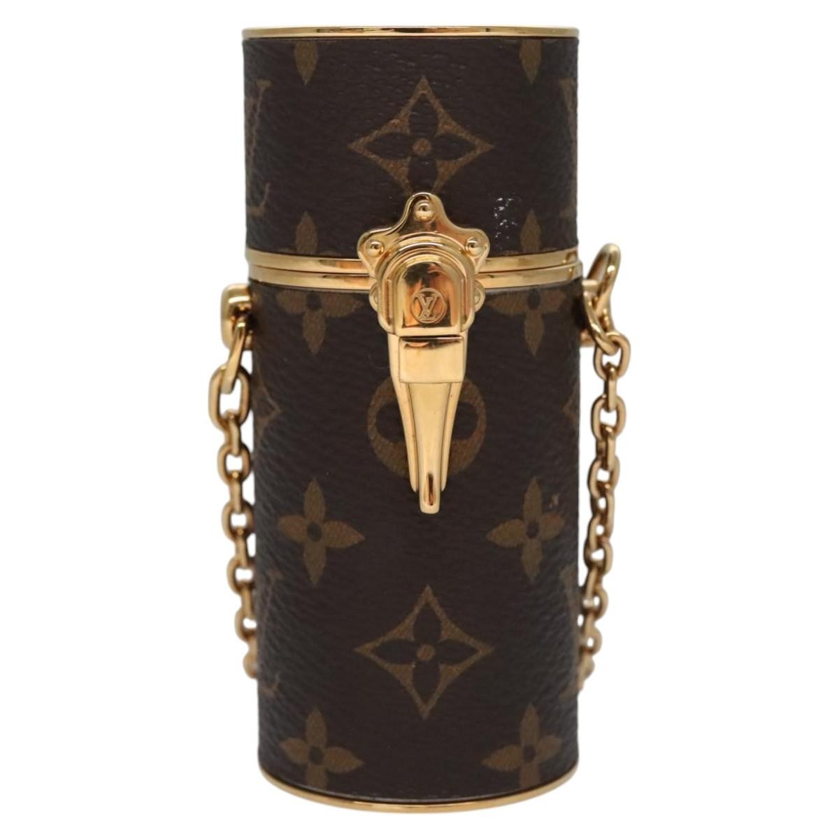 Louis Vuitton Lipstick Case on Chain Monogram Canvas, BROWN, CANVAS, Clutche & pouche