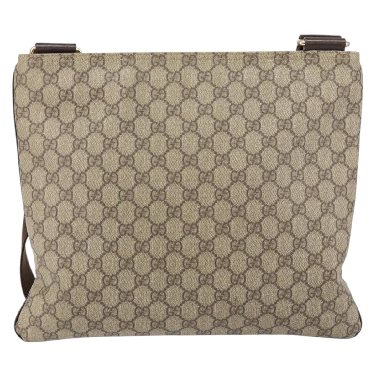 Gucci Flat Messenger Bag GG Canvas, BEIGE, CANVAS, Shoulder bag