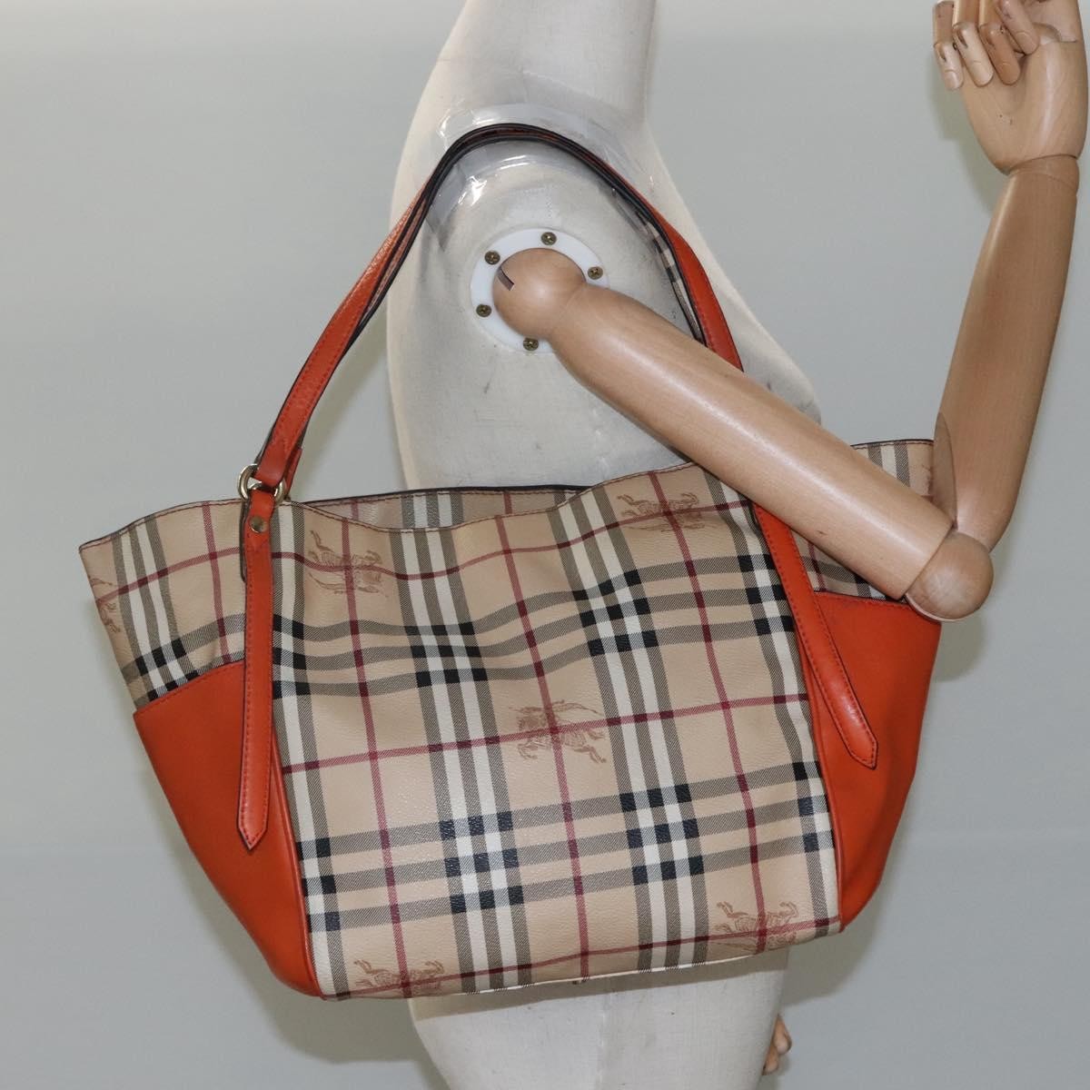 Burberry Canterbury Panels Tote Haymarket Coated Canvas and Leather, BEIGE, CANVAS, Tote bag