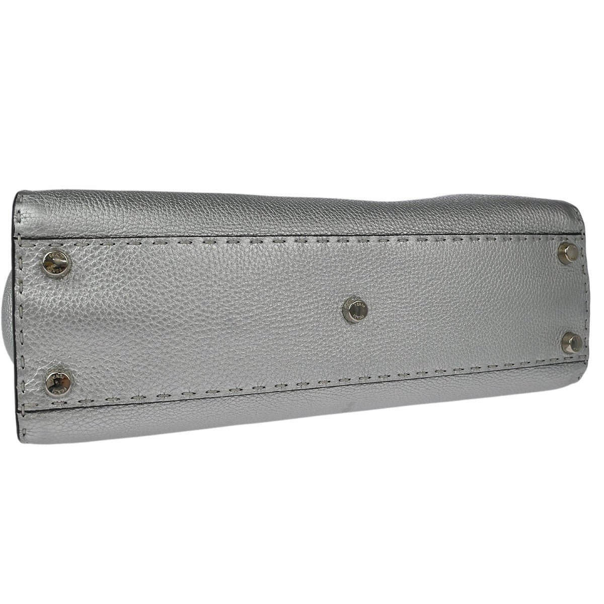 Fendi Selleria Peekaboo Bag Rigid Leather, SILVER, LEATHER, Handbag