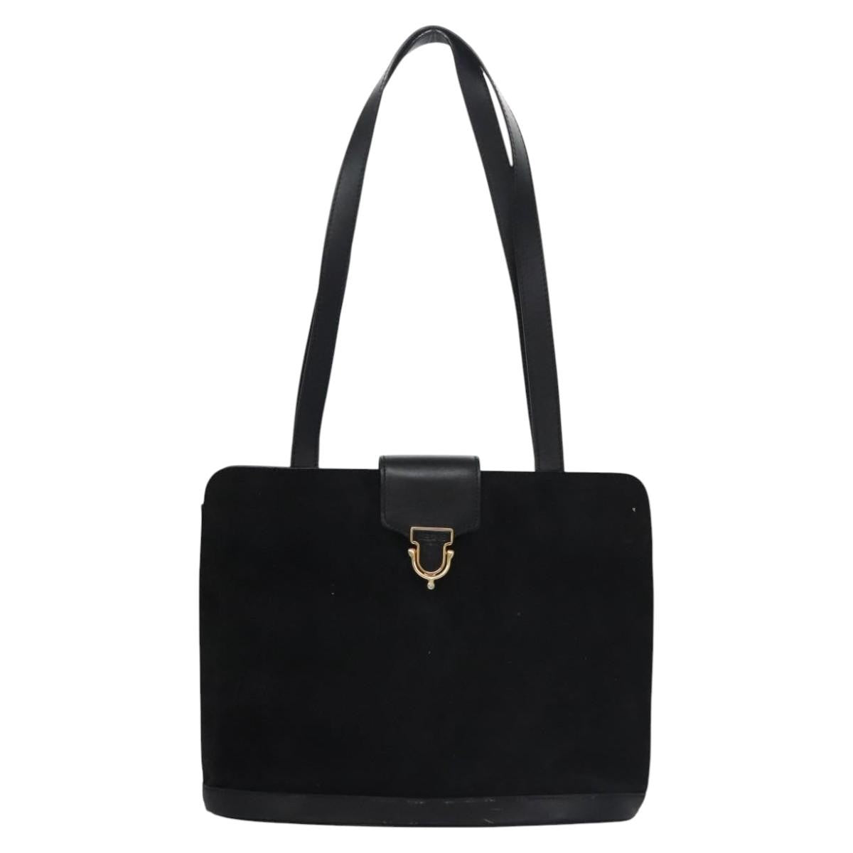 Celine Shoulder Bag Suede and leather, BLACK, SUEDE, Shoulder bag