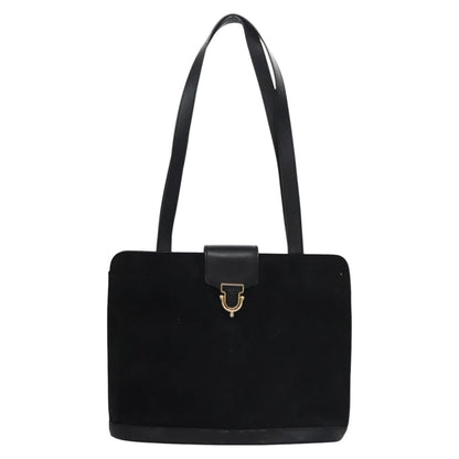 Celine Shoulder Bag Suede and leather, BLACK, SUEDE, Shoulder bag