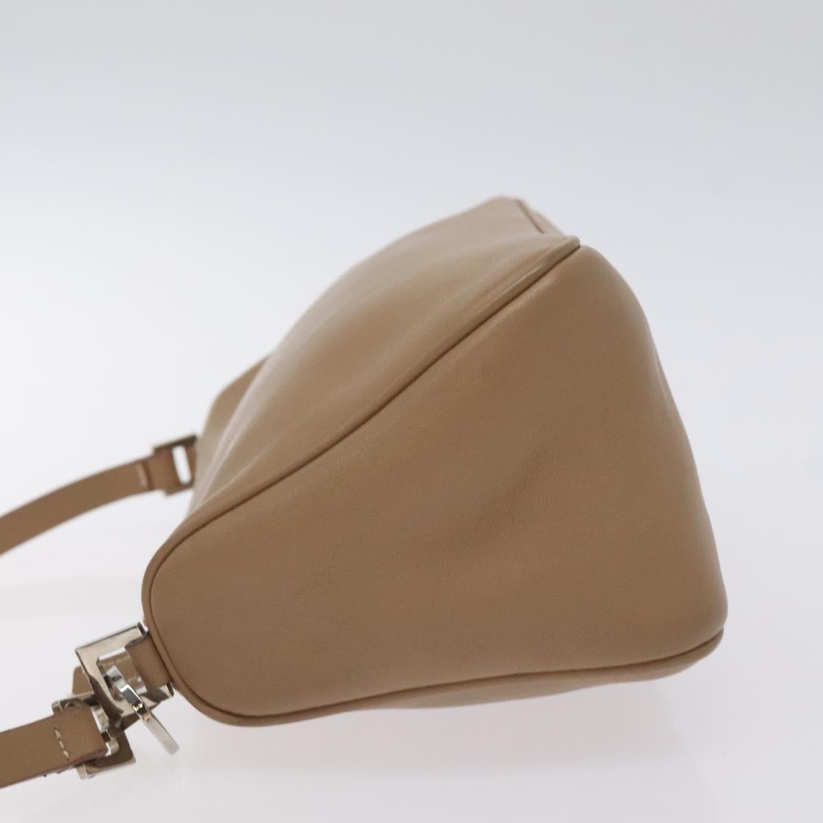 Salvatore Ferragamo Vintage Gancini Pochette Leather, BEIGE, LEATHER, Clutche & pouche