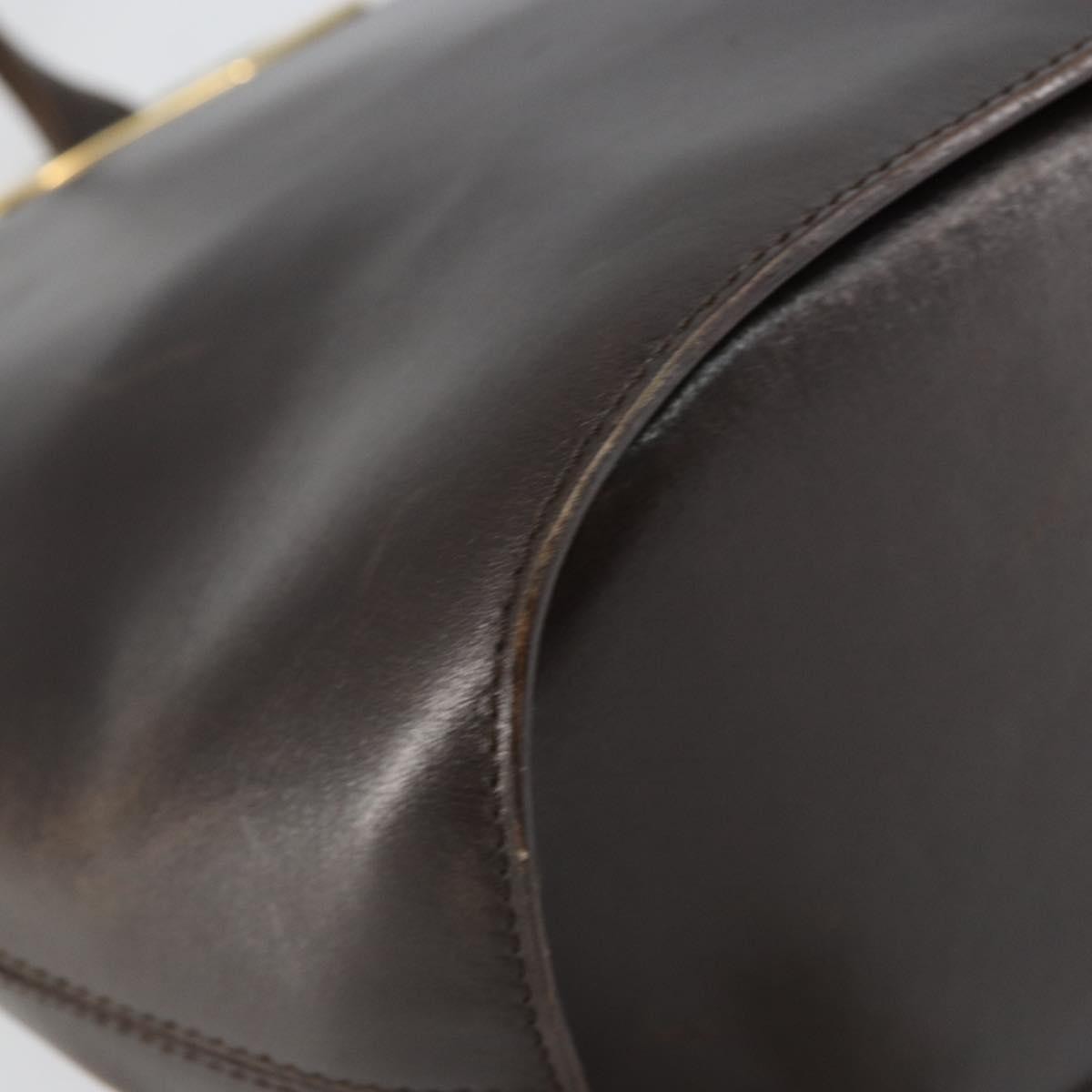 Celine Circle logo Leather, BROWN, LEATHER, Shoulder bag