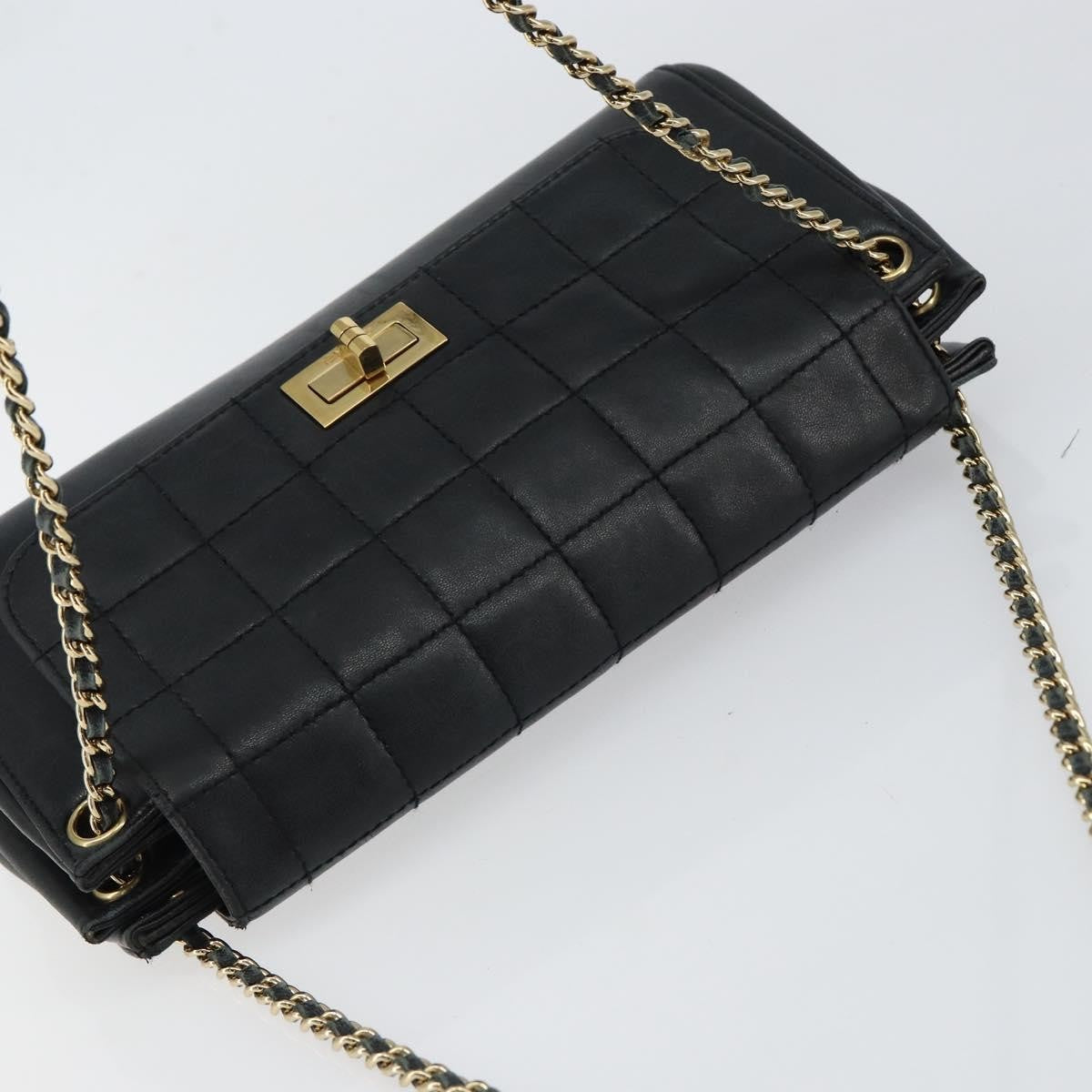 Chanel Chocolate Bar Accordion Reissue Flap Bag Quilted Lambskin, BLACK, LEATHER, Shoulder bag